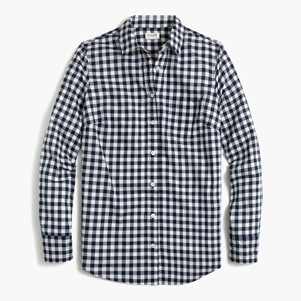 Jcrew long sleeve gingham blouse EUC